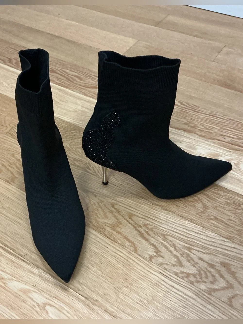 Staccato Women's Black Pointed Sock Ankle Boots